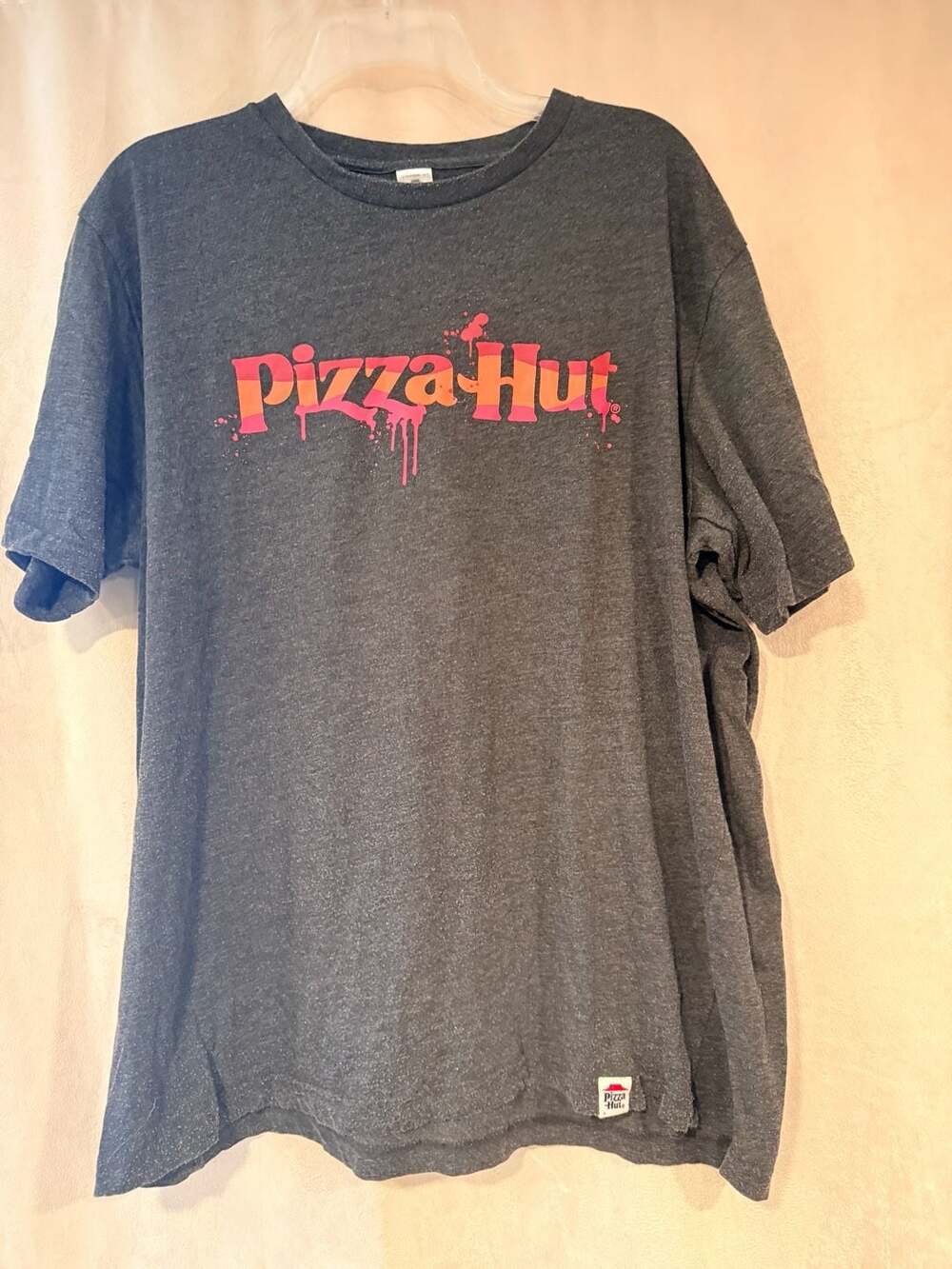 Pizza Hut Official Employee Splatter Logo Graphic T-Shirt Charcoal Gray XL